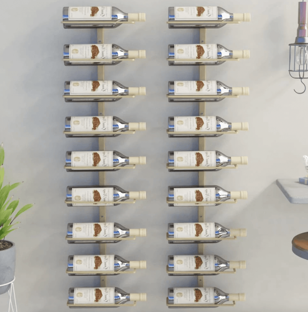 9 Bottles Wall Mounted Wine Rack | Gold | Wine Rack Store